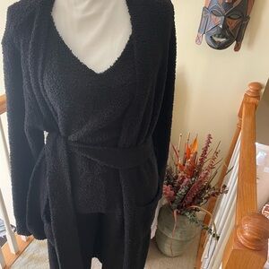 SY Fashion Black only Fuzzy Knit 3piece Tank,Sweater and Pant Set